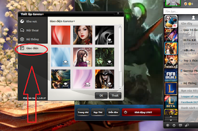 thay đổi giao diện Garena