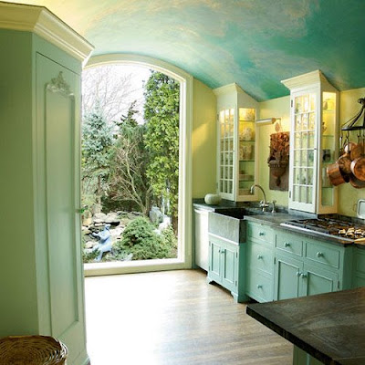 Beautiful sky blue kitchen, kitchen, interior design