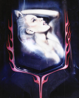 airbrush art work beautifully rendered on vintage car hoods