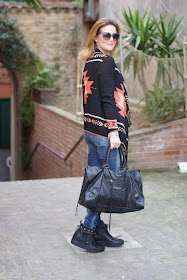 balenciaga work bag, ruco line ariel boots, aztec cardigan, Fashion and Cookies, fashion blogger