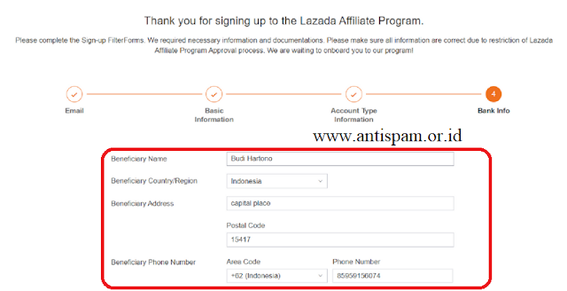 menyetujui Syarat dan Ketentuan menjadi mitra Lazada Affiliate