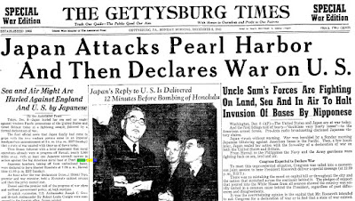 Titulares de periódicos del ataque a Pearl Harbor