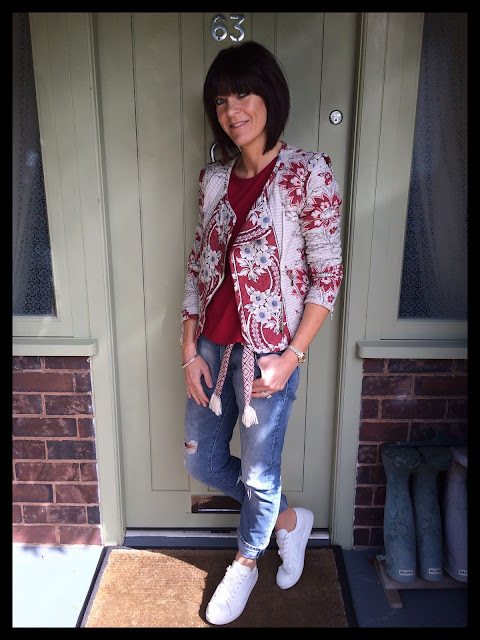 My Midlife Fashion, Quilted Jacket, Biker Jacket, Mango, Trainers, Distressed denim, boyfriend jeans, zara, danon