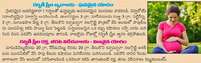 గర్బిణి స్త్రీల జ్వరాలు తగ్గడానికి 