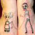 Spooky cartoon characters tattoo on feet