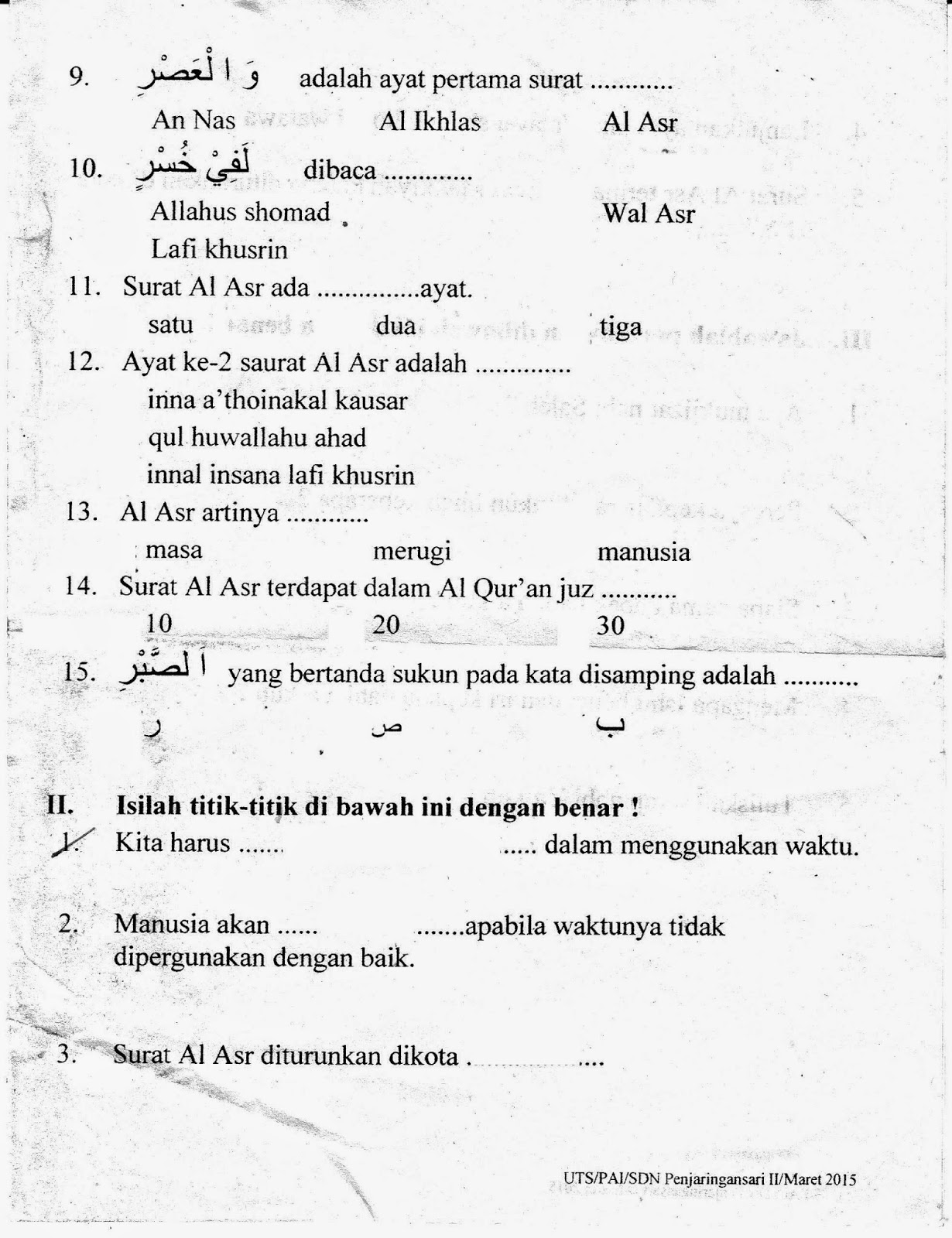 Agama Islam Kelas 2 SD Semester Genap TA 2014 2015 Kurikulum 2013