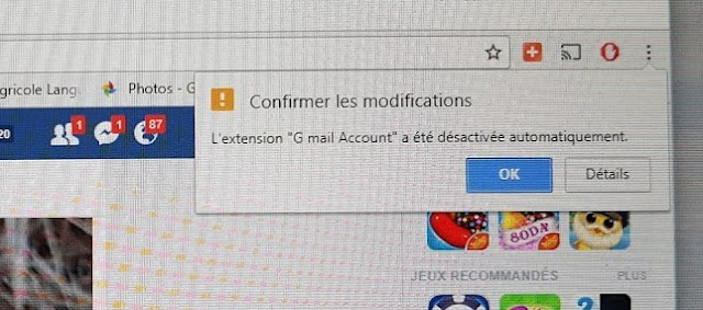 message confirmer les modifications l'extension " gmail account