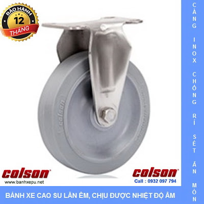 Bánh xe đẩy cao su đặc càng inox 304 Colson không để vết | 2-5408-444 www.banhxedayhang.net