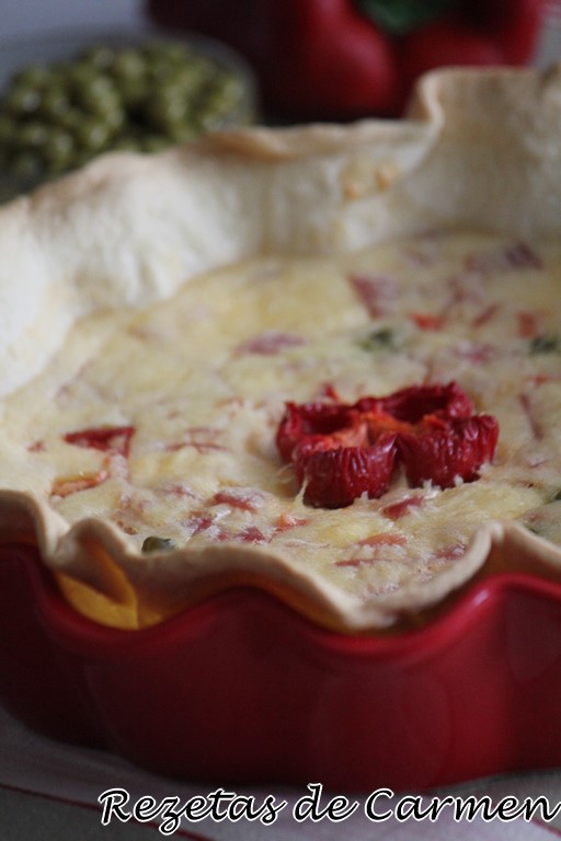 Quiche de pimiento y guisantes