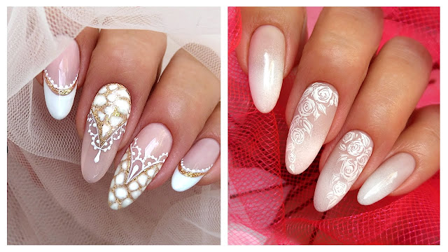 Light Pink Lace Bridal Nails