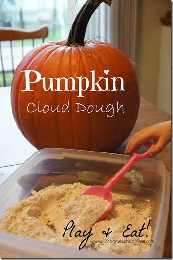 Pumpkin Cloud Dough - I love this play recipe because it is great for sensory play and then to eat! (Preschool, Kindergarten, 1st grade)