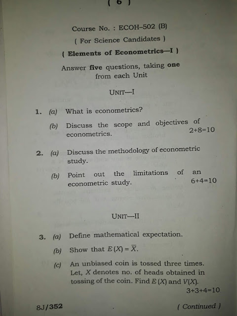 BA 5th sem Honours question paper2017 statistics for economics