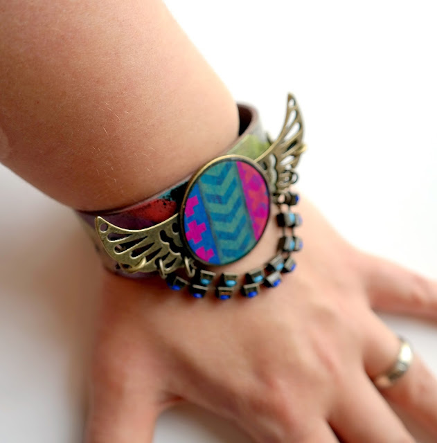 Embossed Leather Wings Cuff by Dana Tatar