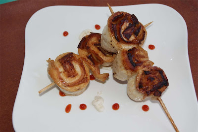 brochetas de pollo y manzana