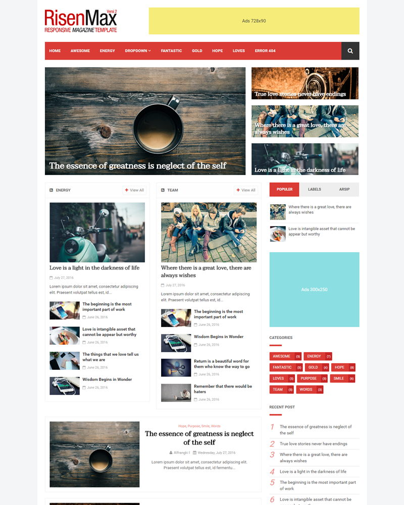 RisenMax - Magazine Template for Blogger, Mobile and SEO Friendly