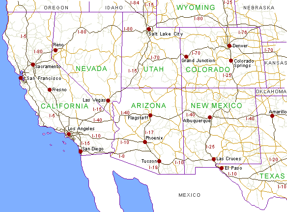 Map United States Southwest ... California Map Of South West United States And Cities on road map southwest usa ...