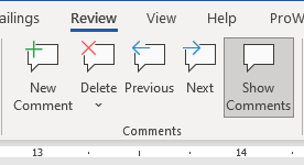 Comments in MS Word