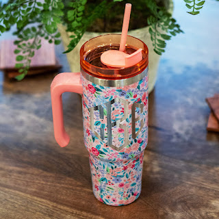 Coral Floral Travel Tumbler