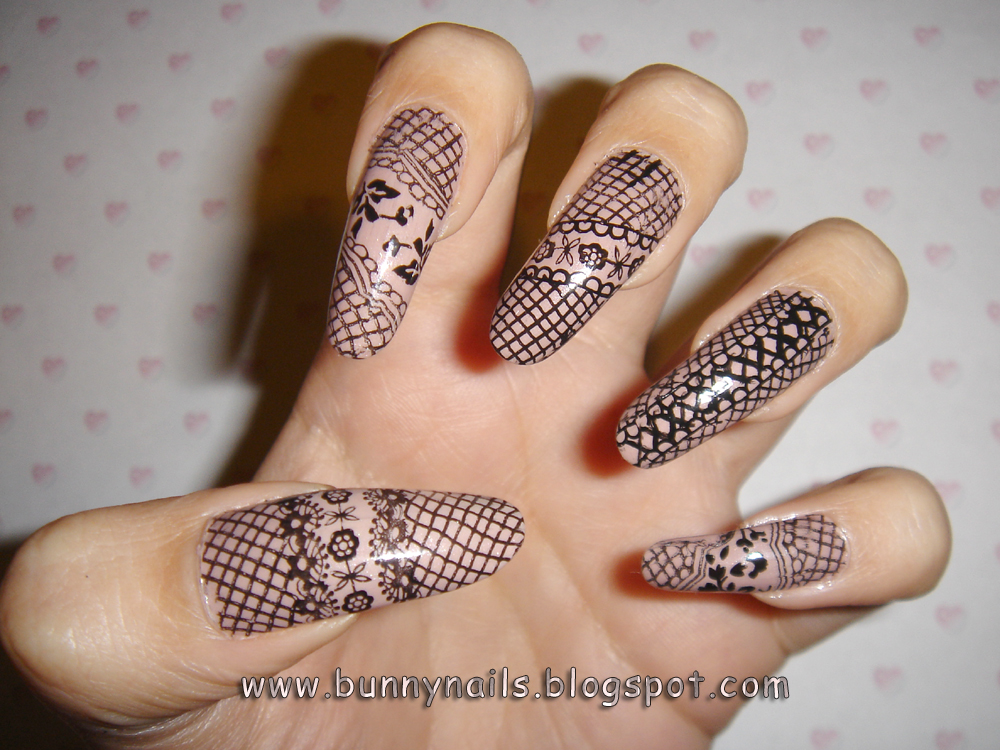 Bunny Nails: Lacy Nails + Nail Stamp Trick