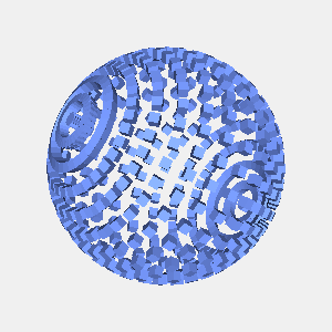 JOGLで描画した球状に配置した立方体