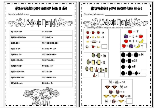 Divertidos Ejercicios Matemáticos para iniciar bien el día