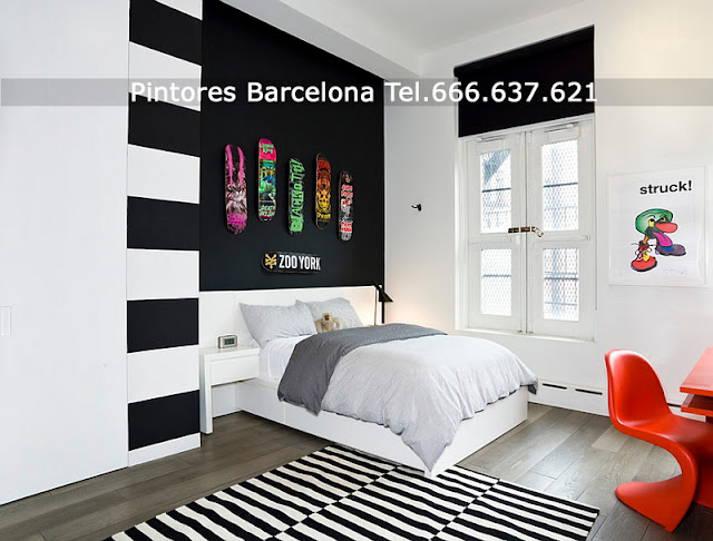 habitacion pintada en blanco y negro por Pintores economicos Barcelona
