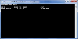 Screenshot Program Klasemen Sepak Bola - Pascal