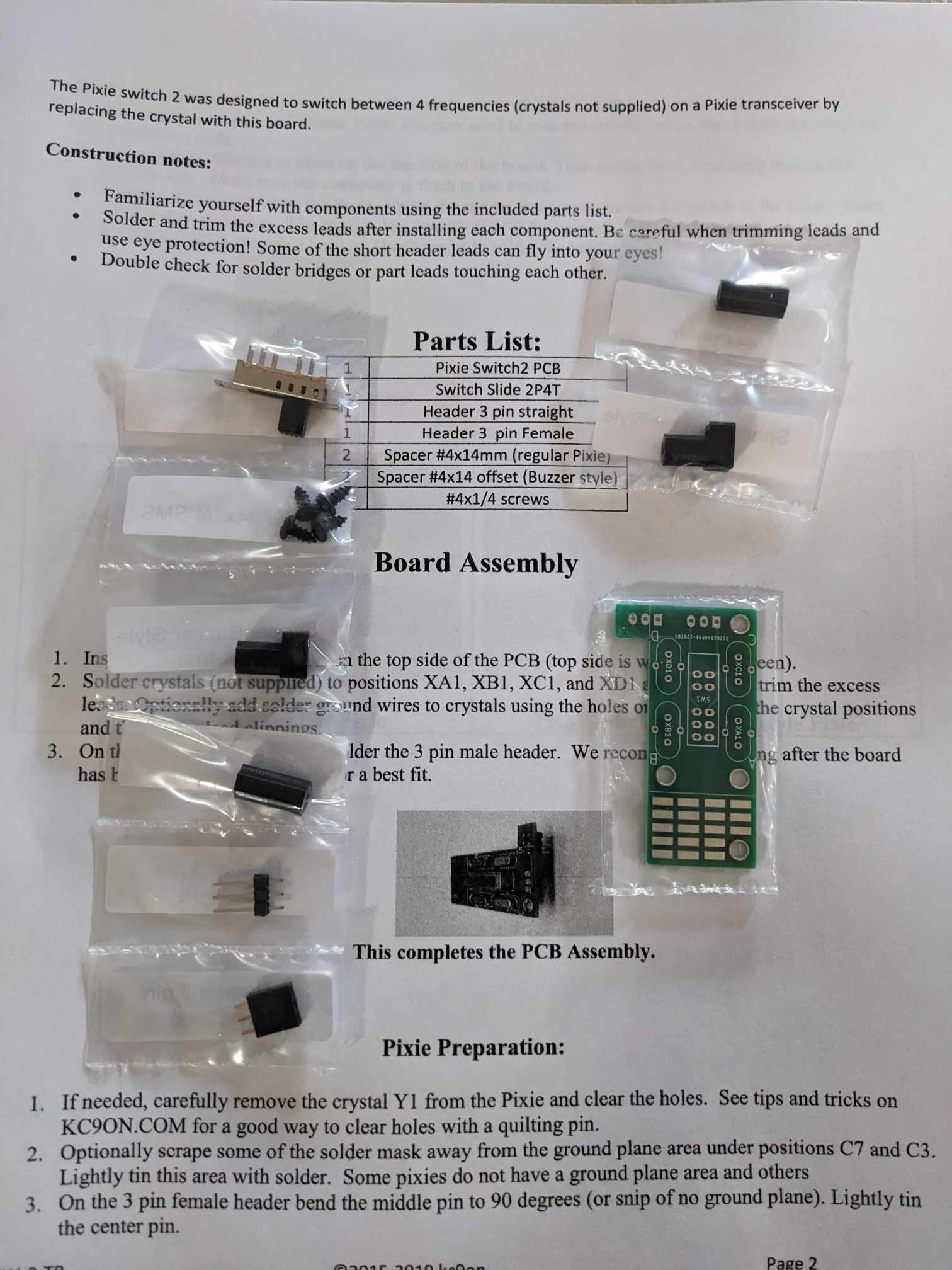 Pixiekit Switch 2nd Gen Kit with 4 crystals 7.035 / 7.050 / 7.060 / 7.122