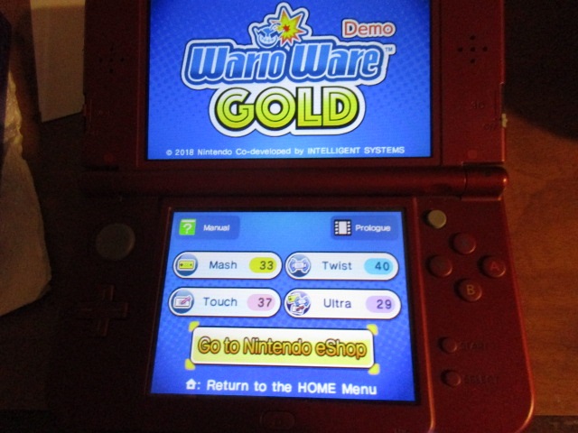 WarioWare Gold Demo scores Mash Twist Touch Ultra