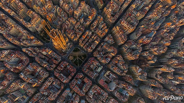 Sagrada, Familia, Barcelona, Spain Aerial view