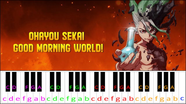 Good Morning World (Dr Stone OP) Piano / Keyboard Easy Letter Notes for Beginners