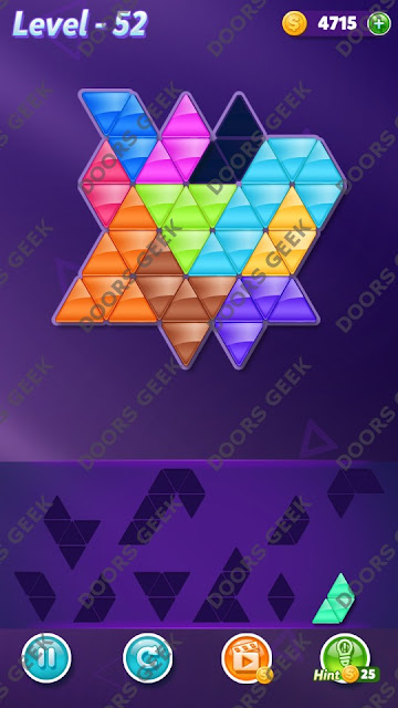 Block! Triangle Puzzle 10 Mania Level 52 Solution, Cheats, Walkthrough for Android, iPhone, iPad and iPod