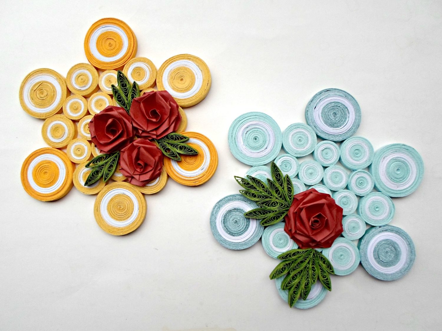 paper quilling  rose wall  art  origami instructions art  