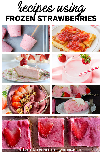 collage of frozen strawberry recipes