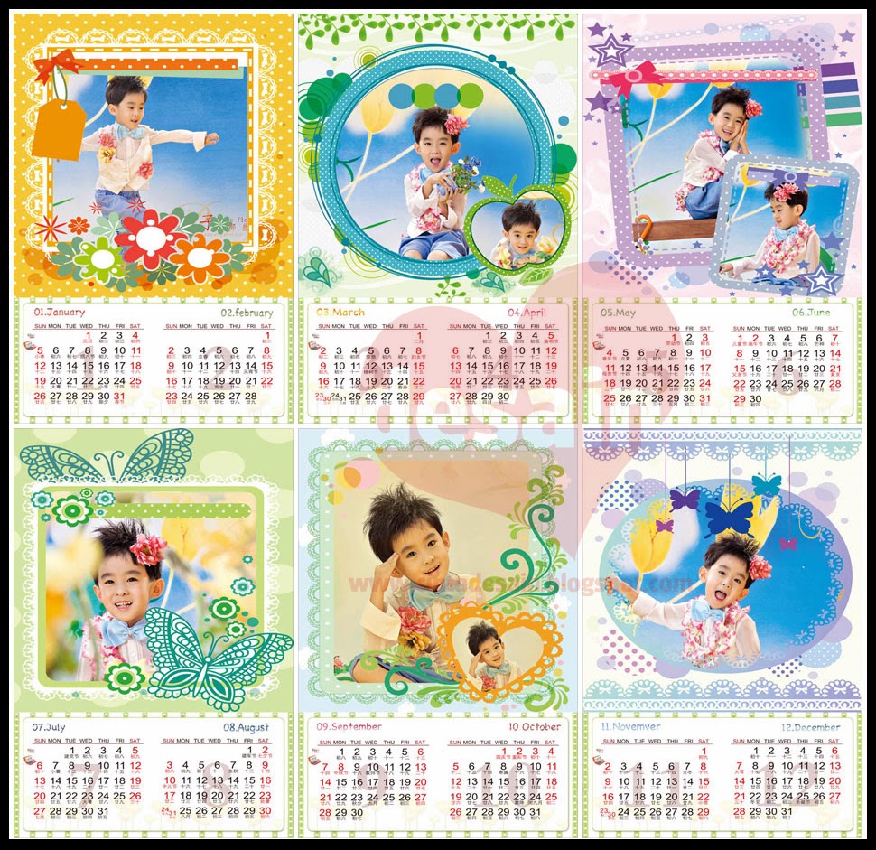 Template Kalender  untuk Anak  Anak  Format PSD Album 