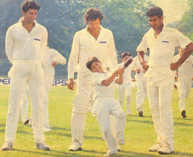 Very old Picture of Pepsi ad with Imran Khan and Waseem Akram.