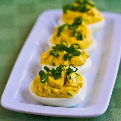 Shrimp and Wasabi Deviled Eggs