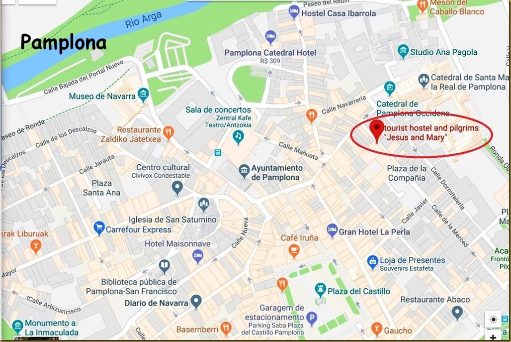 Albergue onde se vende a credencial do Peregrino em Pamplona