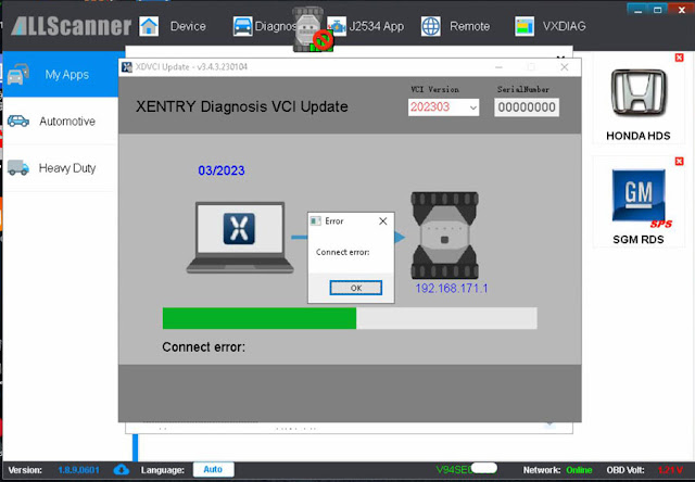 Solve VXDIAG Benz Driver Connect Error