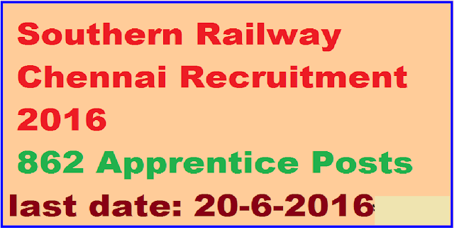 Southern Railway Chennai Recruitment 2016 – 862 Apprentice Posts /2016/06/southern-railway-chennai-recruitment-2016-862-apprentice-posts.html