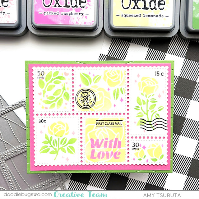 Waffle Flower Postage Collage Stamps and Dies