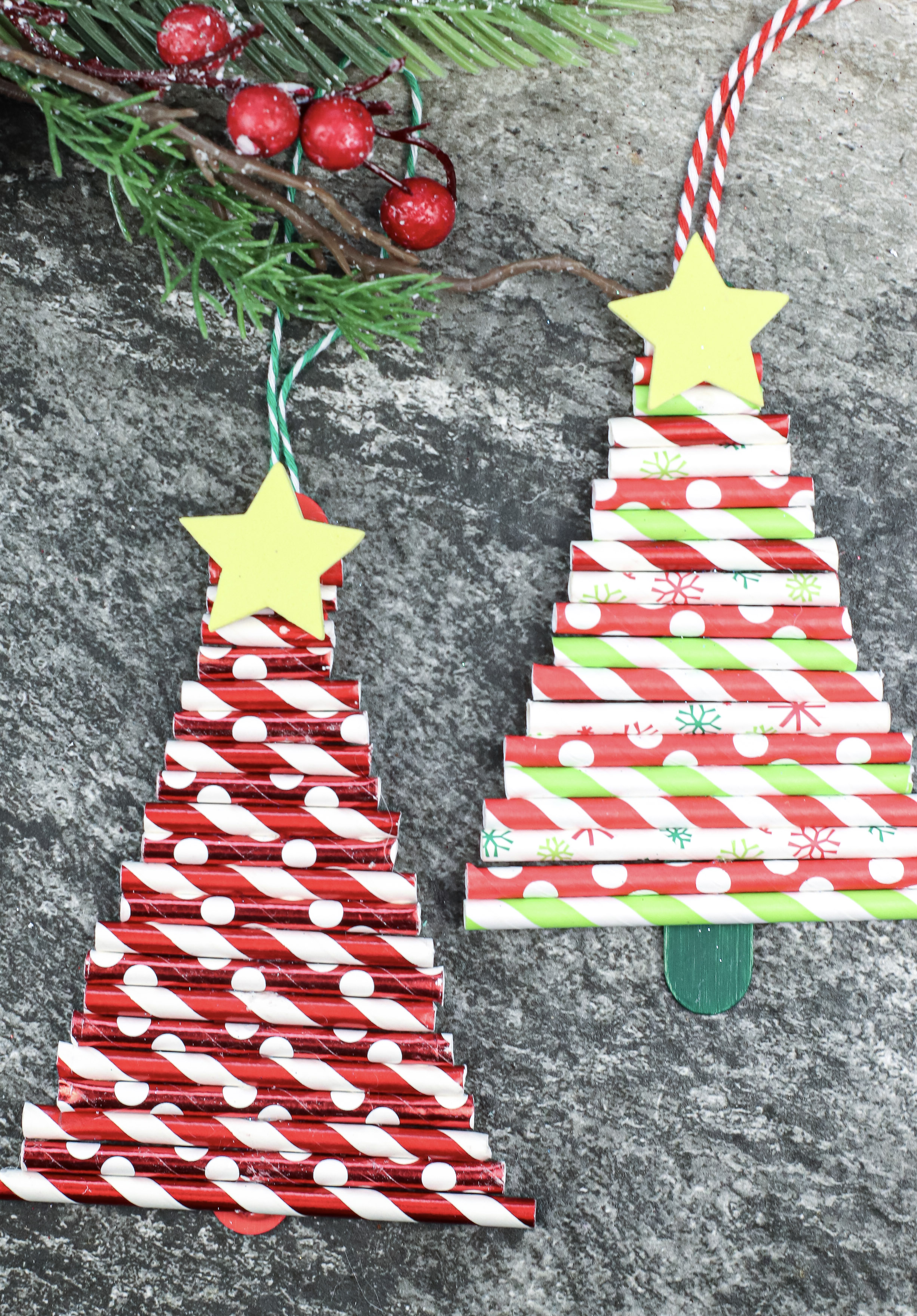 Paper Straw Christmas Tree Ornament