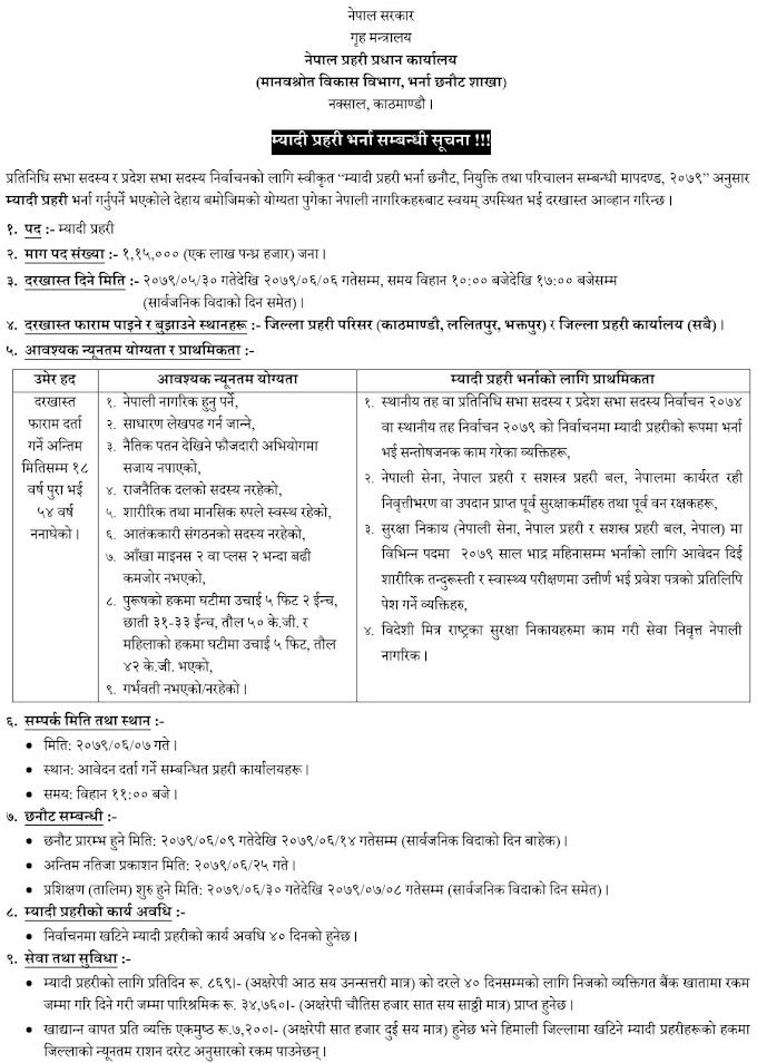 Nepal Police Myadi Prahari Vacancy