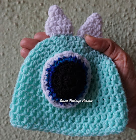 free crochet pattern, donation, crochet headwear, free crochet headwear pattern, free crochet preemie baby cap pattern, free crochet monster cap pattern, free crochet preemie monster baby cap pattern, Oswal Cashmilon, Vardhaman Millennium,