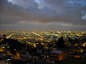 A twilight scene of downtown Bogotá