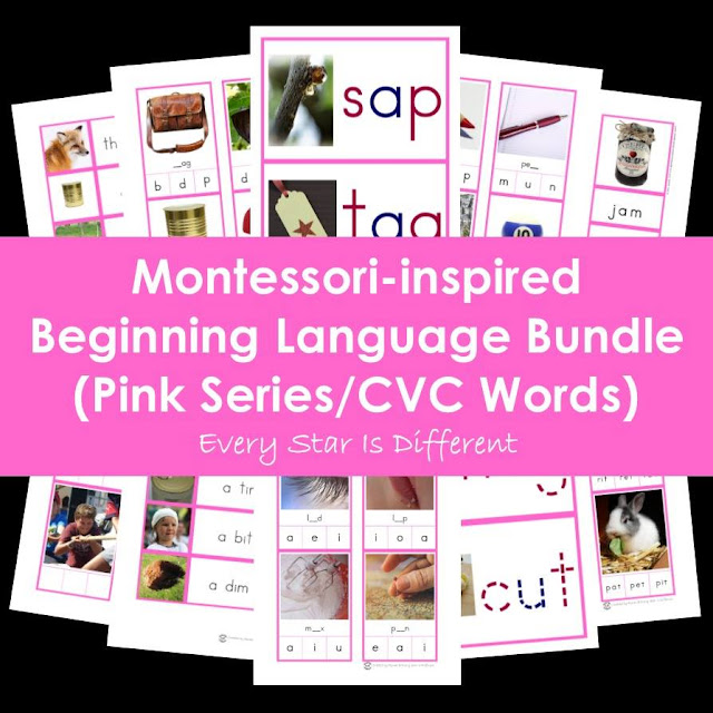 Montessori-inspired Beginning Language/Pink Series/CVC Words Bundle