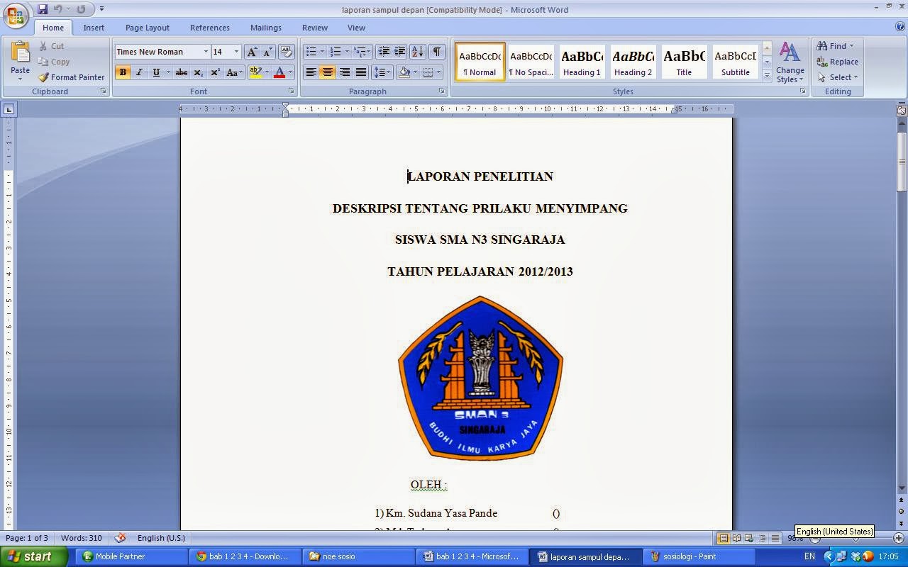 Sosiologi Laporan Penelitian Tentang Perilaku Menyimpang 