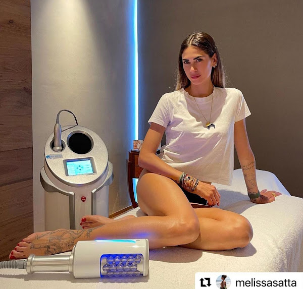 Melissa Satta piedi tatuaggio  macchina Endosphere trattamento anticellulite