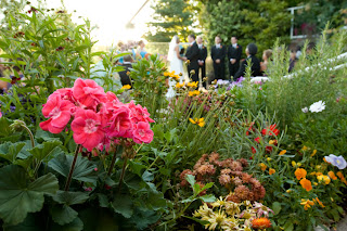 Andrew and Jillian's wedding ceremony on The Canal's patio