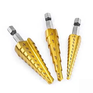 3 standard SAE step drill bits can drill 28 different sizes of holes on different thicknesses of materials titanium 10nm - HSS and Impact Ready